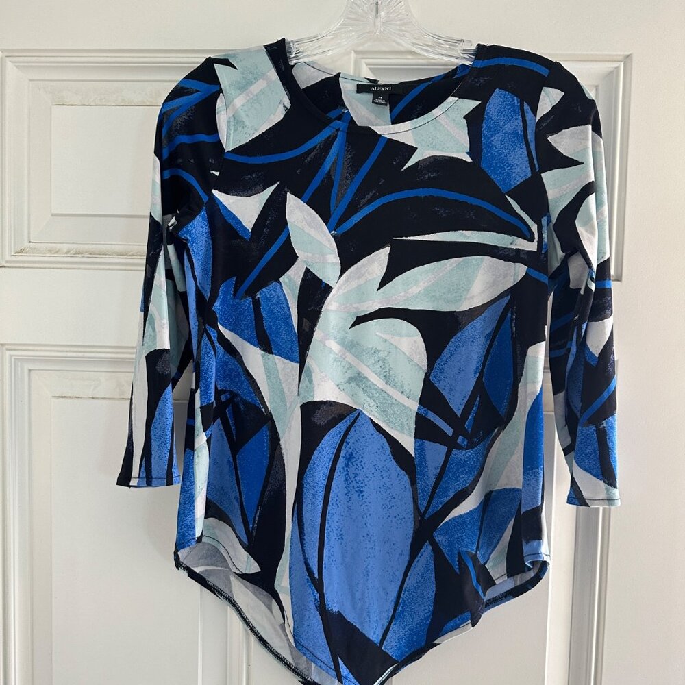 Alfani Women’s Pull On Polyester Spandex Blouse Blue Size S